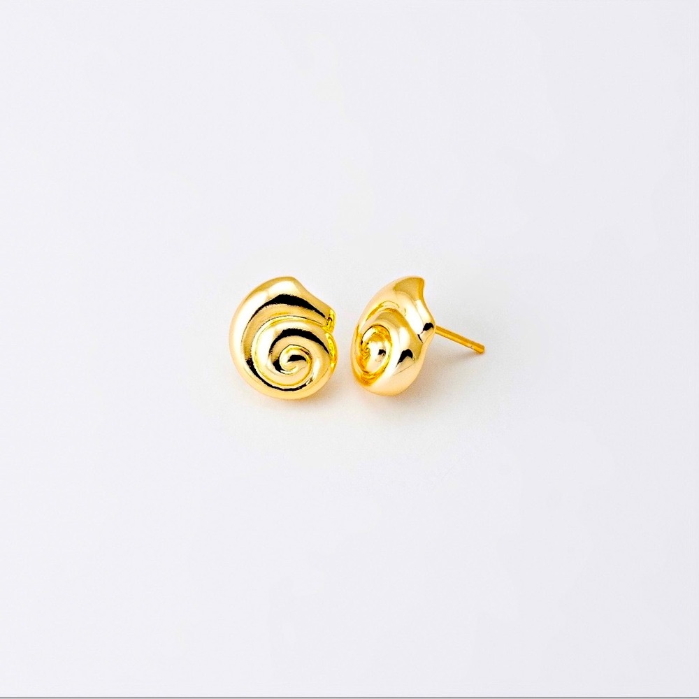 Tiny Ammonite Gold Stud Earrings